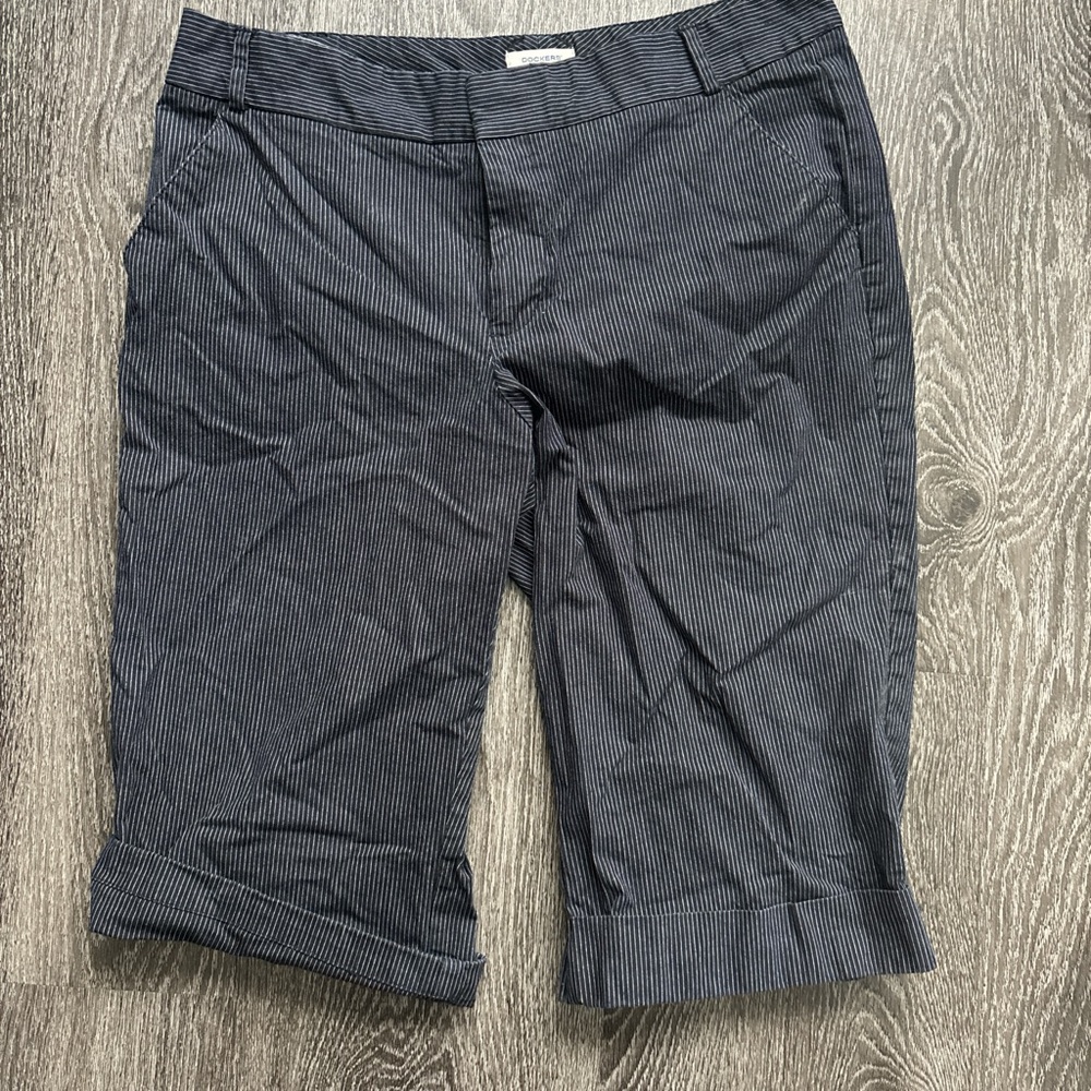 Dockers Women's Navy Pinstripe Bermudas